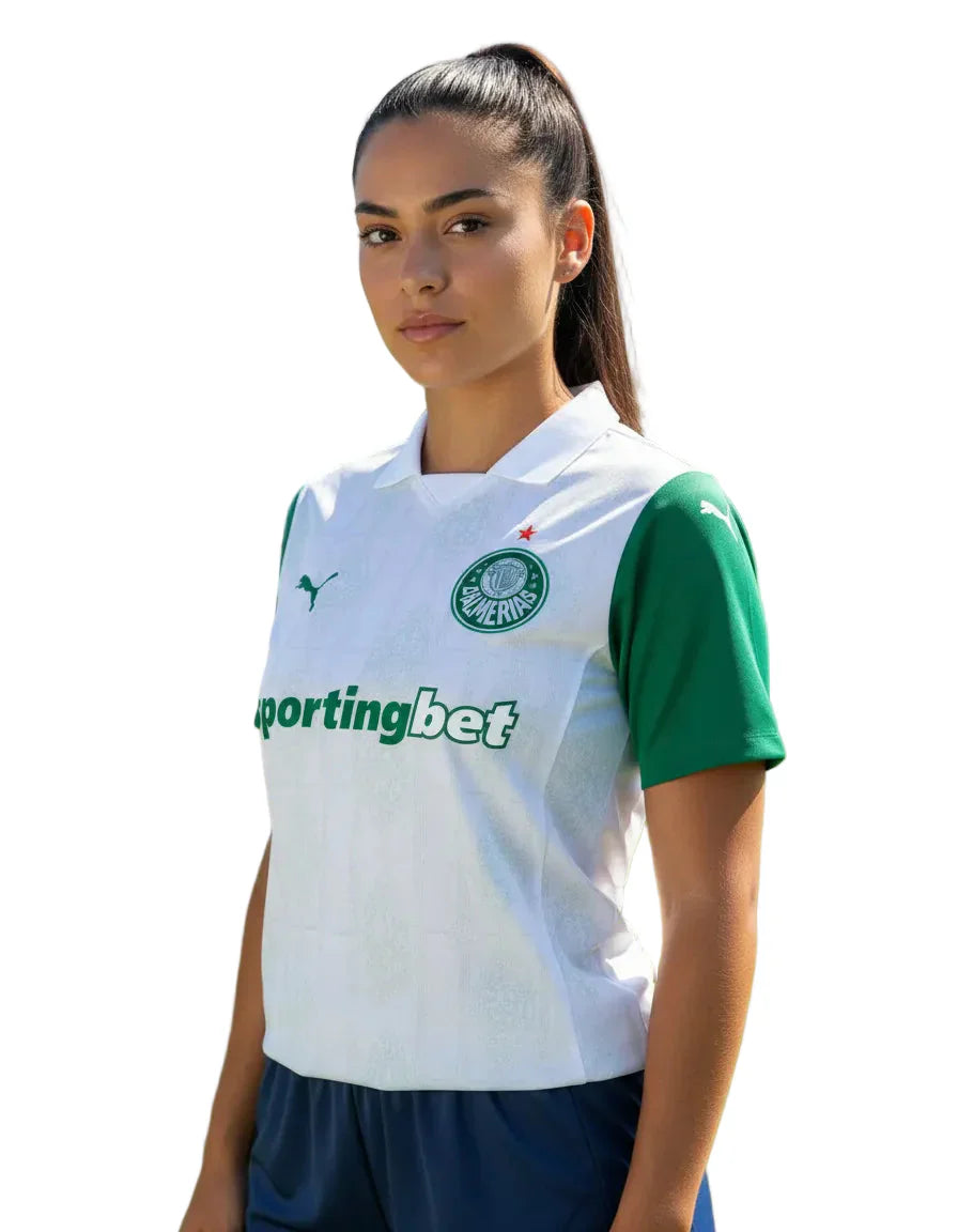 Camisa Palmeiras Fora 25/26 - Versão Feminina Baby Look Branca